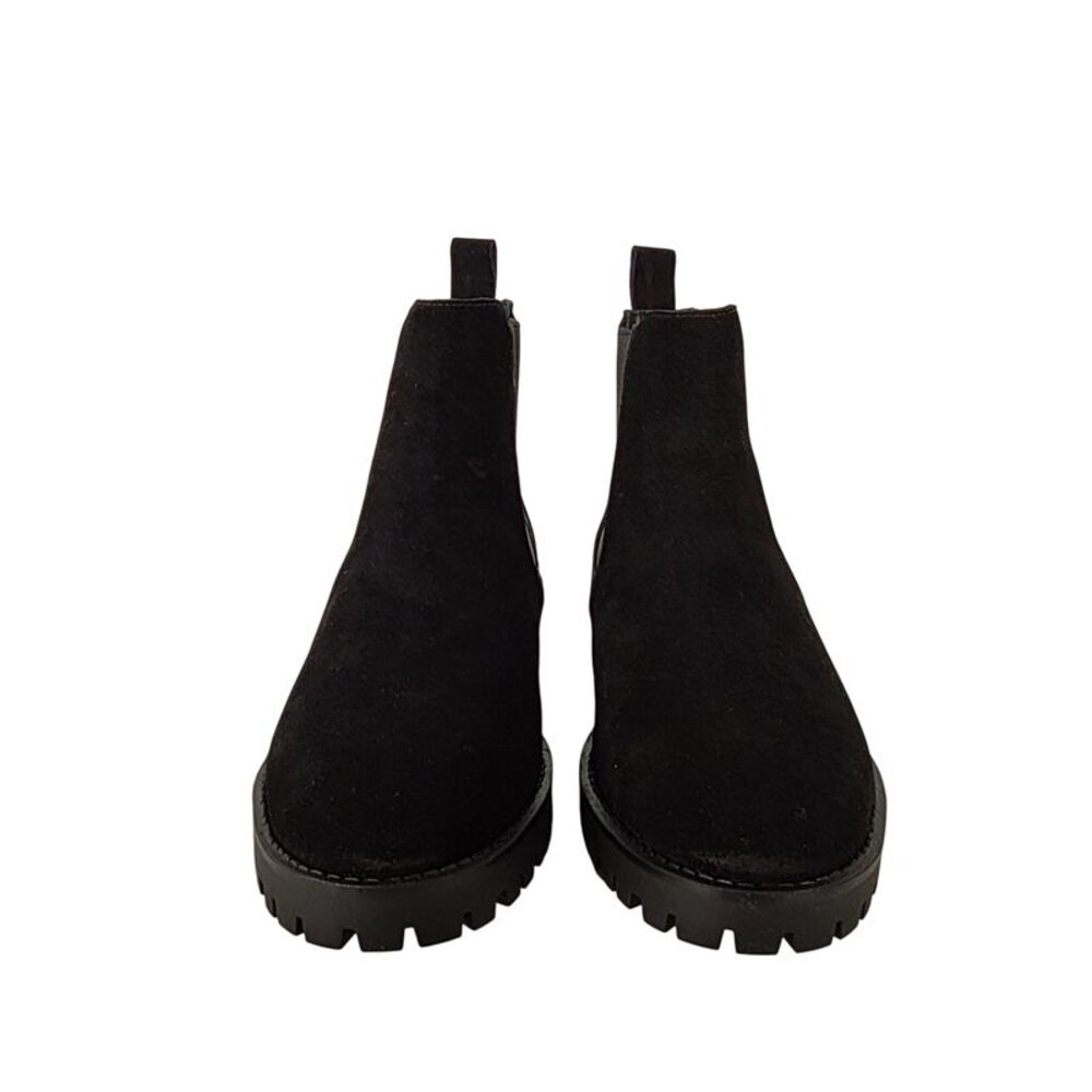 Quince Men Italian Suede Lug Sole Chelsea Boot Black 6.5